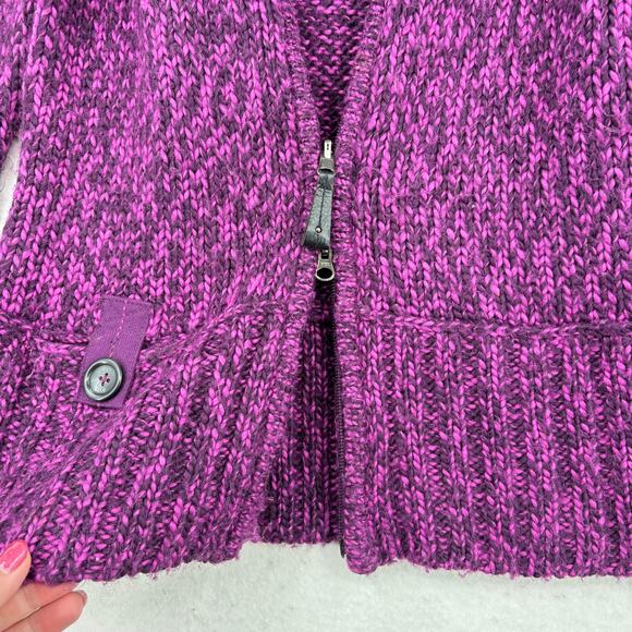 Lole Cardigan Sweater Womens Size M Purple Wool Blend Full Zip Fuzzy Knit - Picture 8 of 14